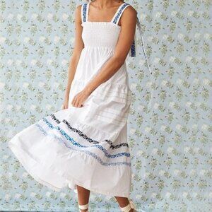 Mi Golondrina Valeria Blanca Jardin de Azul Dress Size Small